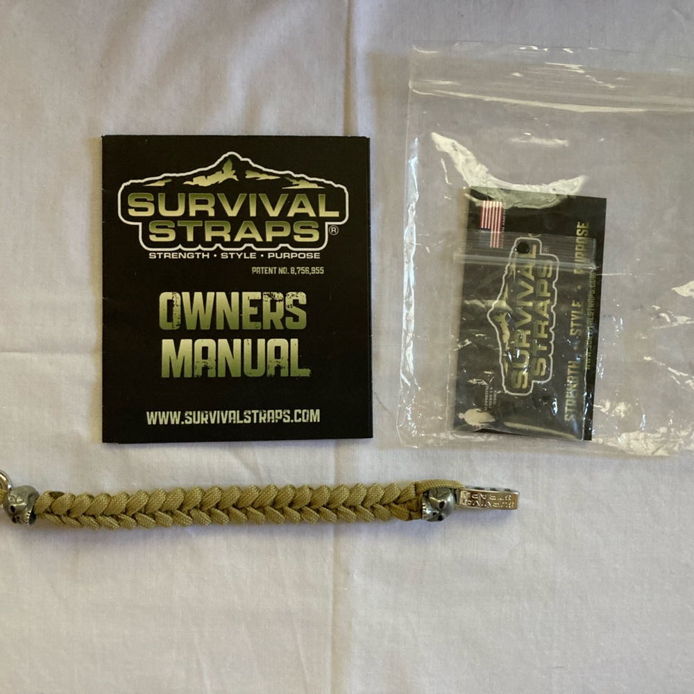 Survival Straps Tan Paracord Bracelet with Skulls